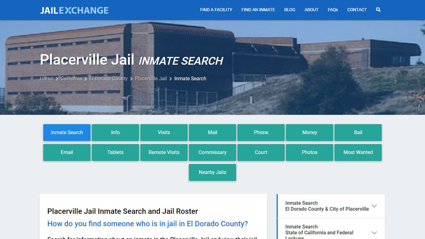 Inmate Search: Roster & Mugshots - Placerville Jail, CA - Jail Exchange